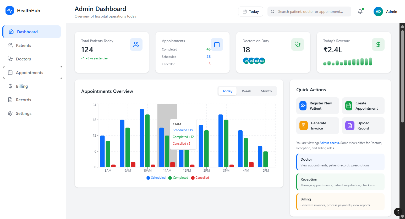 HealthHub – Hospital Management System preview